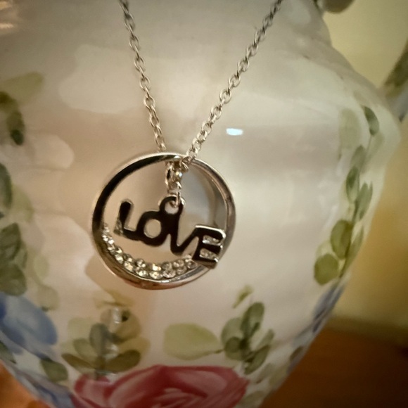 Silver 'Love' Pendant Necklace - Picture 2 of 2